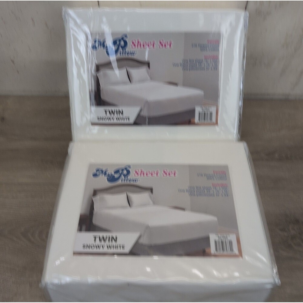 Lot Of 2 MyPillow 100% Cotton Percale Bed Sheets 270 Thread Count Twin White